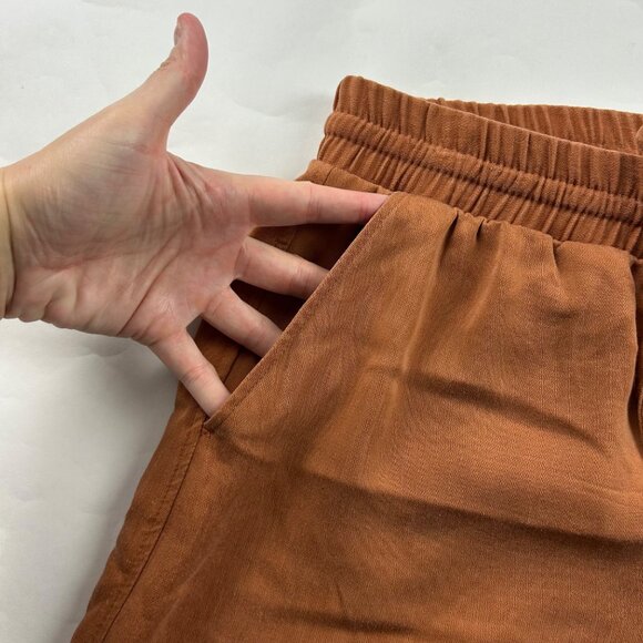 H&M Clay Brown Soft Tencel Relaxed Leg Capri Pant M - Picture 3 of 7